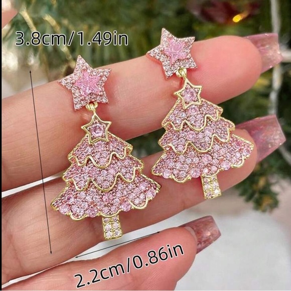 Cubic Zirconia Christmas Tree Earrings - Picture 6 of 7